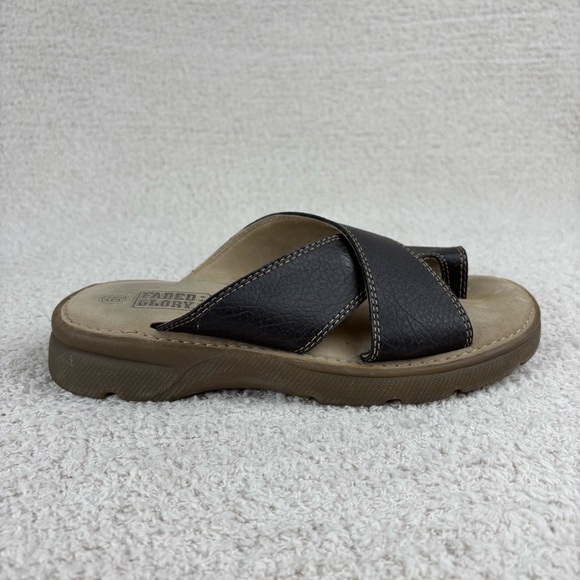 Vintage Faded‎ Glory Sandals Womens 5.5 Brown Larenda Y2K Chunky Platform Slides - Picture 1 of 11